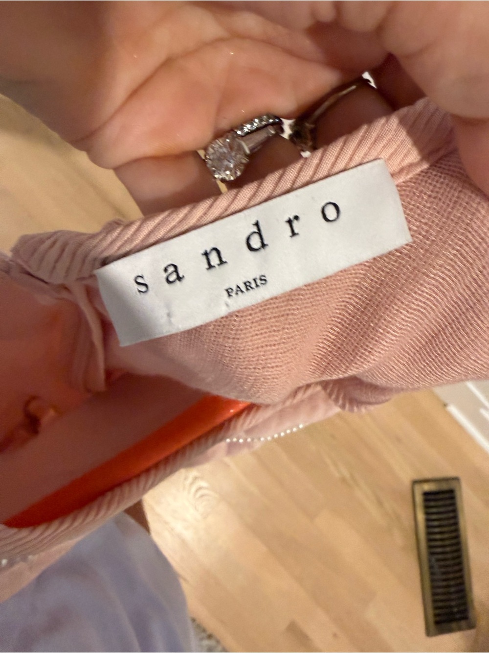 Sandro Sleeveless Pink Layered Dress with pearl embellishments. - Picture 7 of 8